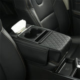 All-in-One Car Armrest Heightening Pad with Bottle Holder & Tissue Box